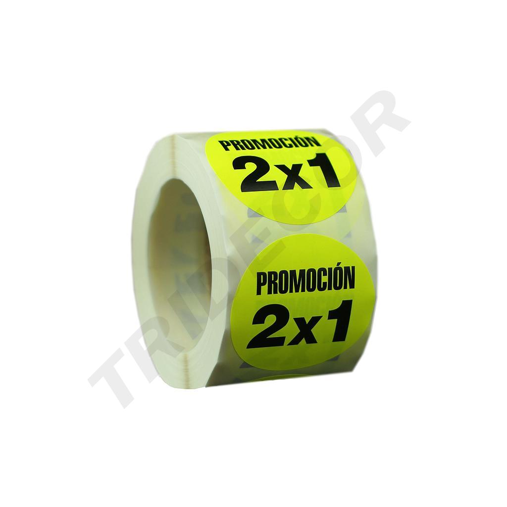 二X一优惠贴纸Pegatina Promocion 2X1 5X5cm 500 Uds-Rollo