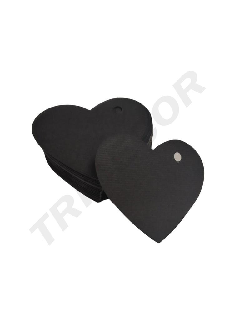 Schwarzes gestanztes Herz-Etikett 6,5x4,5cm 100 Einheiten/Paket