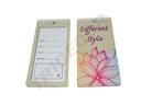 Etichetta beige fustellata di diverso stile