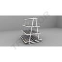 Expositor de Acero Con Baldas blanca Forma Piramide 120x90
