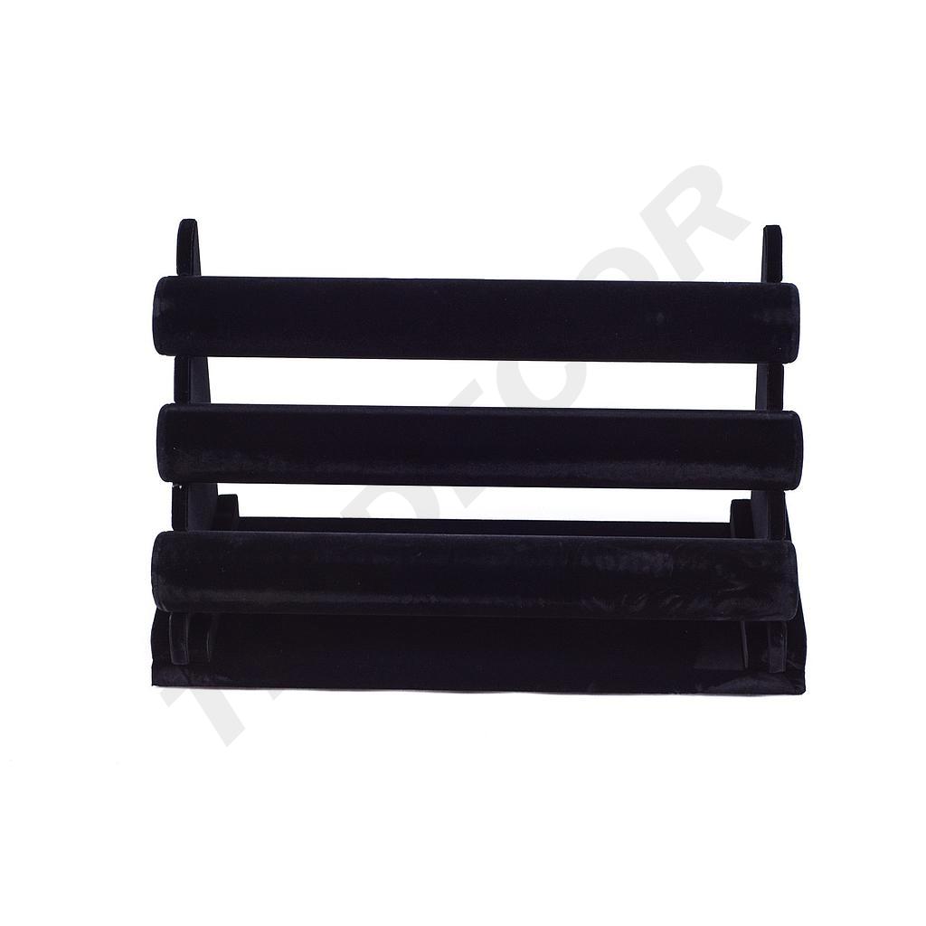 三重手链展示 黑色天鹅绒 Expositor de Pulseras Triple Terciopelo Negro
