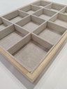 12格木亚麻手链展品盒  Expositor Madera Lino 12 Compartimentos