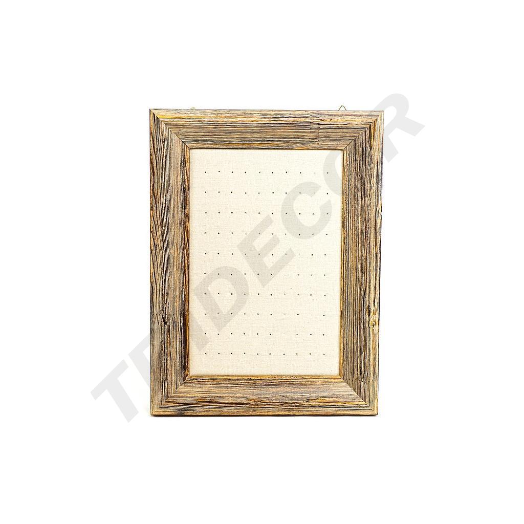 Wooden Frame for Beige Linen Earrings
