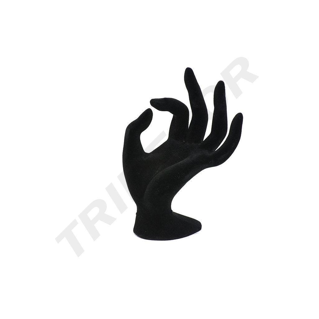 Soporte para Anillos en Forma de Mano de Terciopelo Negro