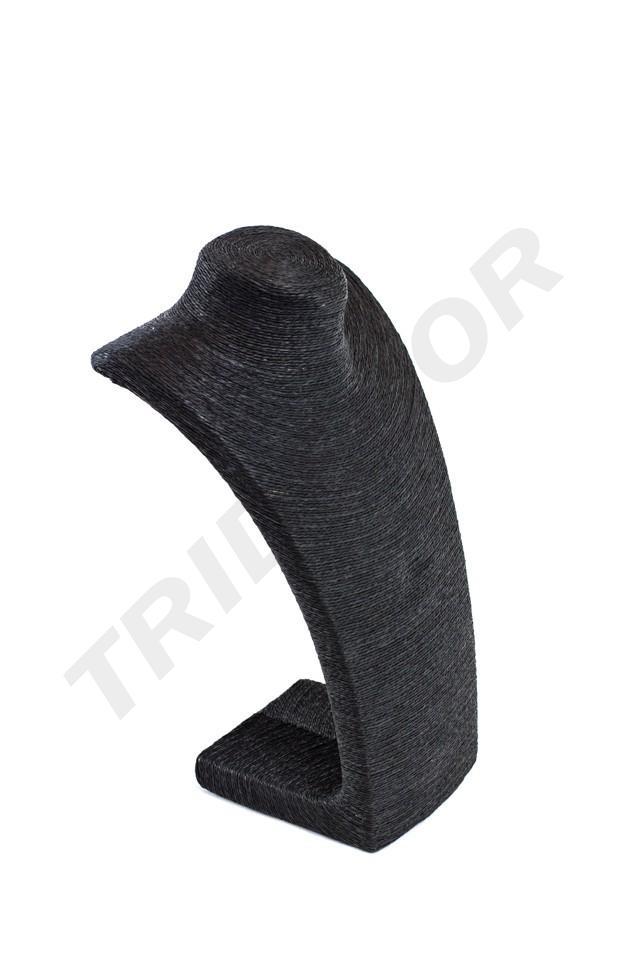 Großer Halskettenständer bedeckt mit schwarzem Seil