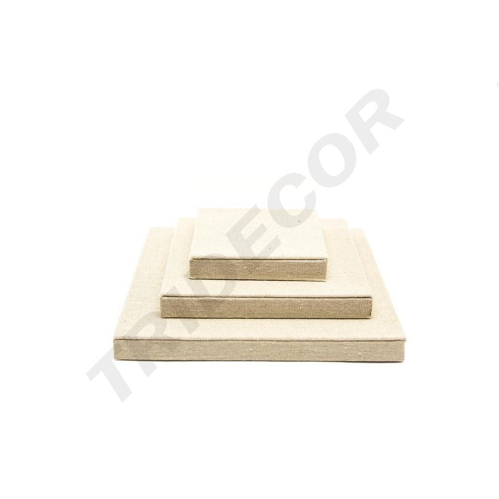 Présentoir en lin carré beige 3 pièces