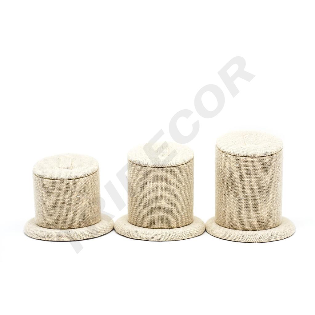 Beige Linen Ring Display Stand 3 Heights