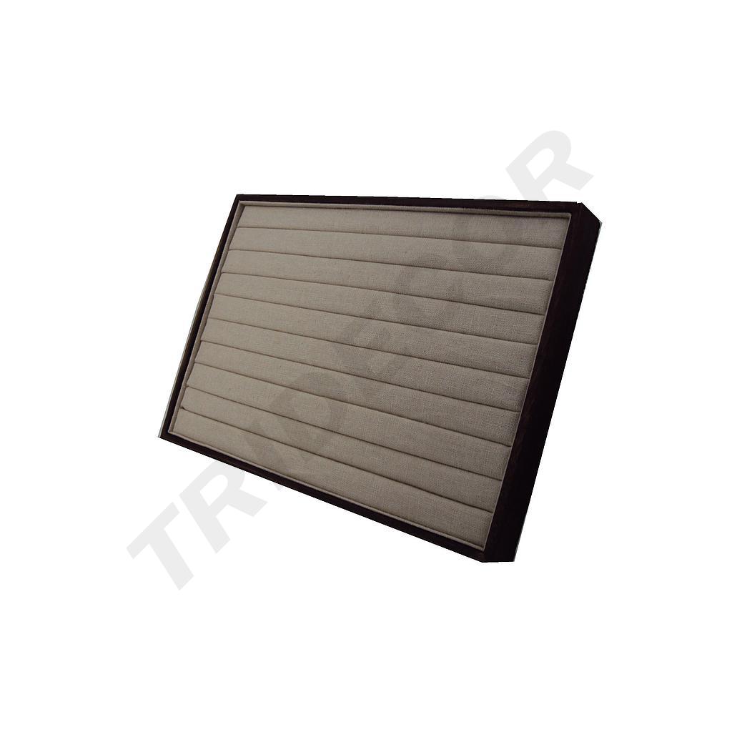 Vassoio per Anelli in Legno Beige e Lino 35X24X3 CM