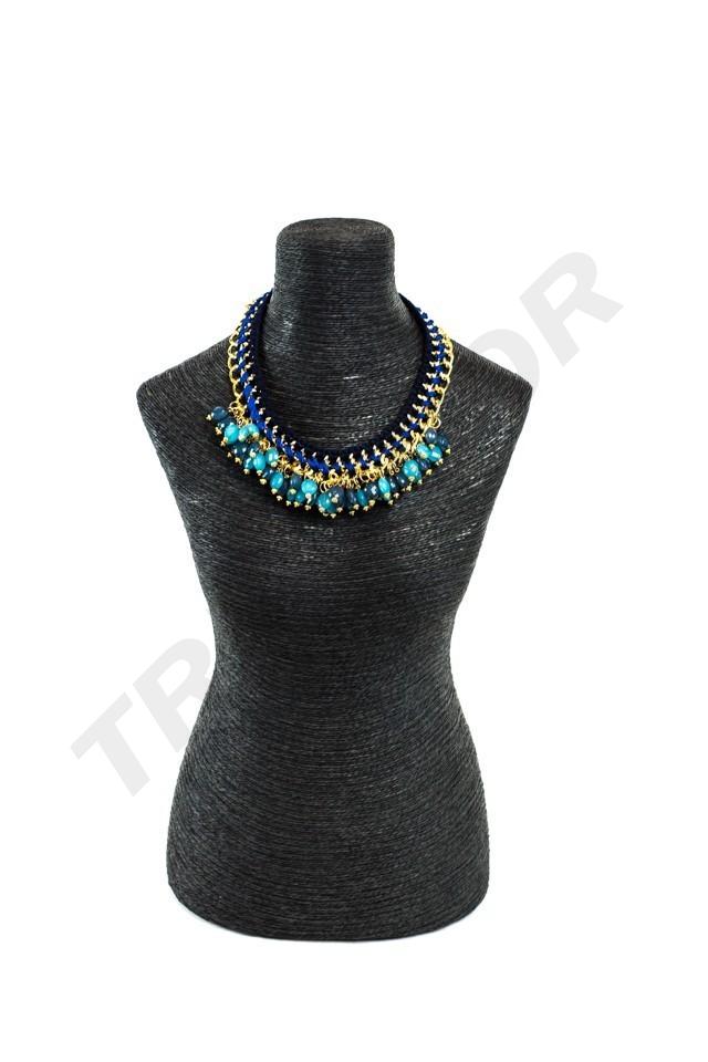 Woman Bust Shape Jewelry Display Covered with Black Rope