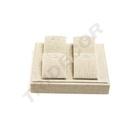 Beige Leinen Schmuck Display Tablett 18.5x15.5x7cm