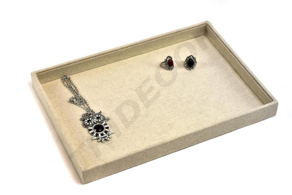 Beige Linen Jewelry Tray 35X24X3 CM