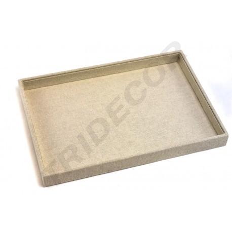 Vassoio per gioielli in lino beige 35X24X3 CM