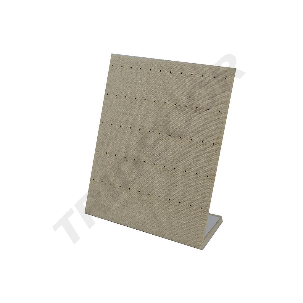 Espositore per orecchini a forma di L per orecchini in tessuto di lino beige
