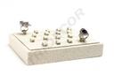Beigefarbene Leinen-Schmuckablage für 18 Ringe, 18,5x15,5x3 cm
