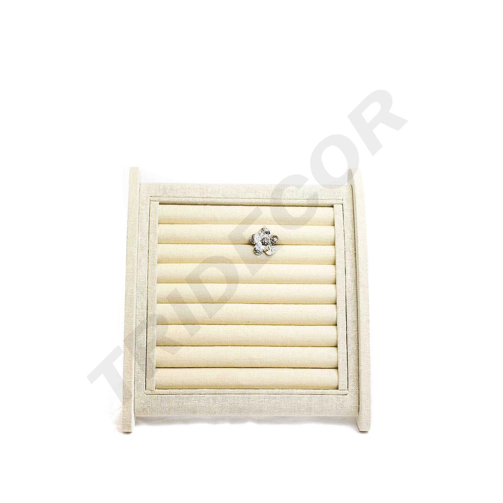 Espositore per anelli in lino beige 25X24,5X15cm