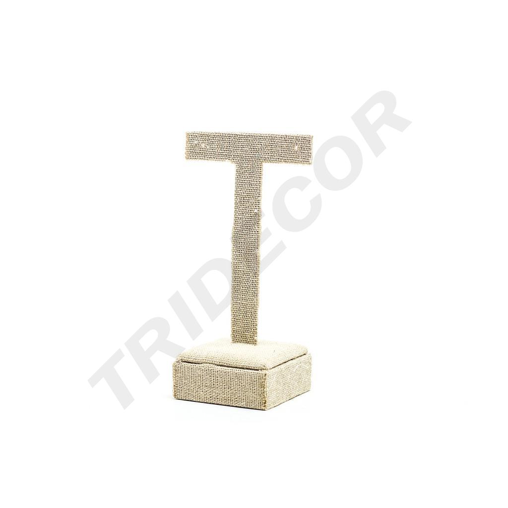 Présentoir pour Boucles d'Oreilles en Forme de T Lin Beige 11,5X4,5X6,5cm