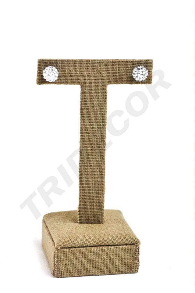 T 形厚亚麻耳环展示 Expositor de Pendientes Forma de T Lino Grueso