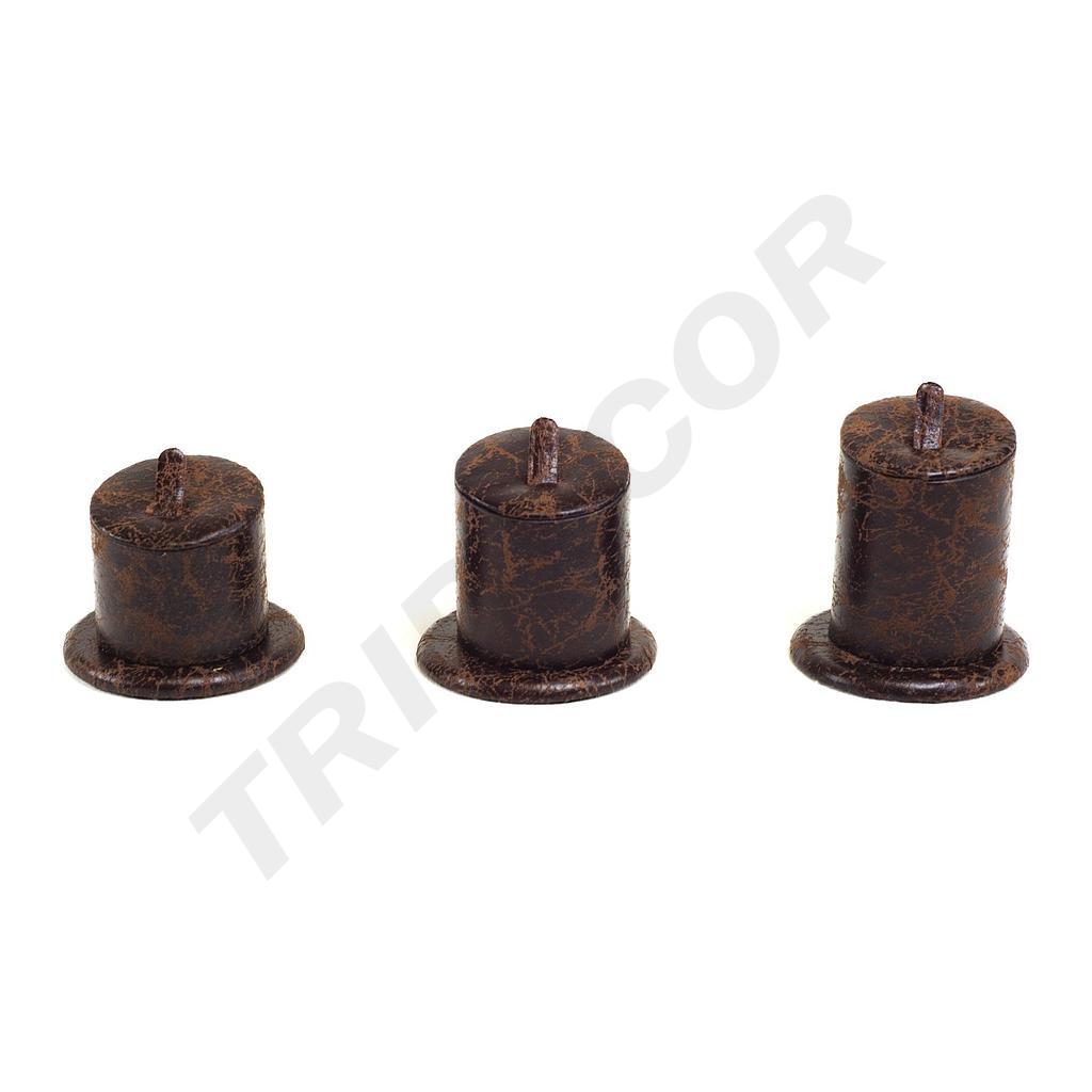 Expositor de Anillos de Cuero Sintético Marrón 3 Alturas