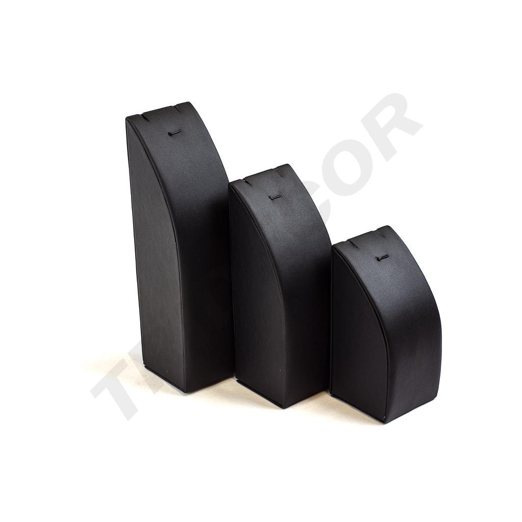 Expositor de Anillos de Cuero Negro con 3 Alturas