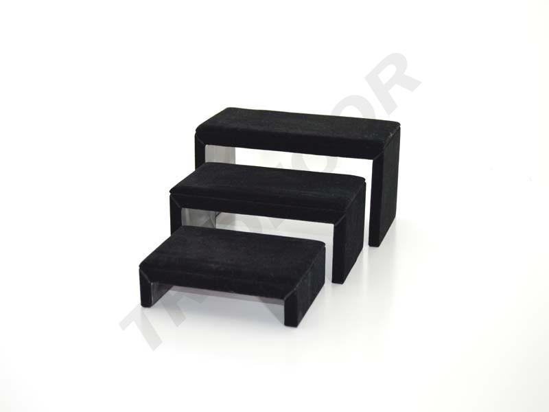 C 形珠宝展示架 3 种高度 黑色天鹅绒 Expositor Joyería Forma C 3 Alturas Terciopelo Negro