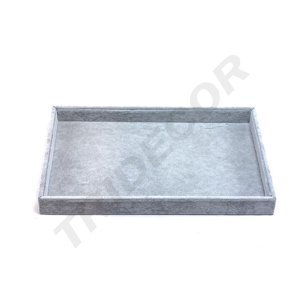 Plateau d'affichage de bijoux en velours gris 35x24x3 cm