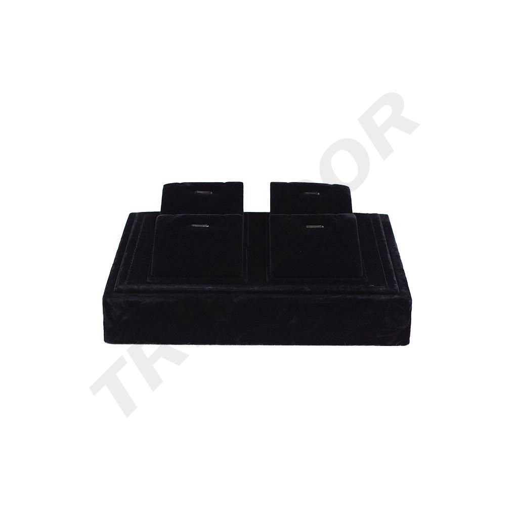 Schwarzes Samtschmuck-Display-Tablett