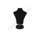 Expositor de Joyas de Terciopelo Negro con Forma de Busto 15X10X6cm