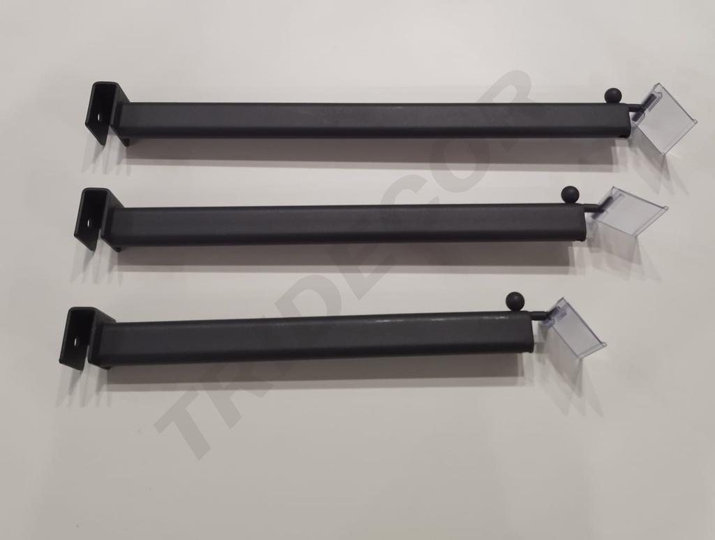 30厘米长方形管用带价格牌的灰色衣架 Percha gris con porta precio para tubo rectangular, 30 cm