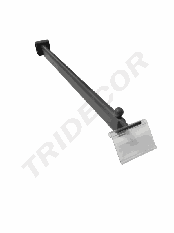 卡扁管灰色一珠带价格牌Percha gris con soporte de precio para tubo rectangular, 40 cm