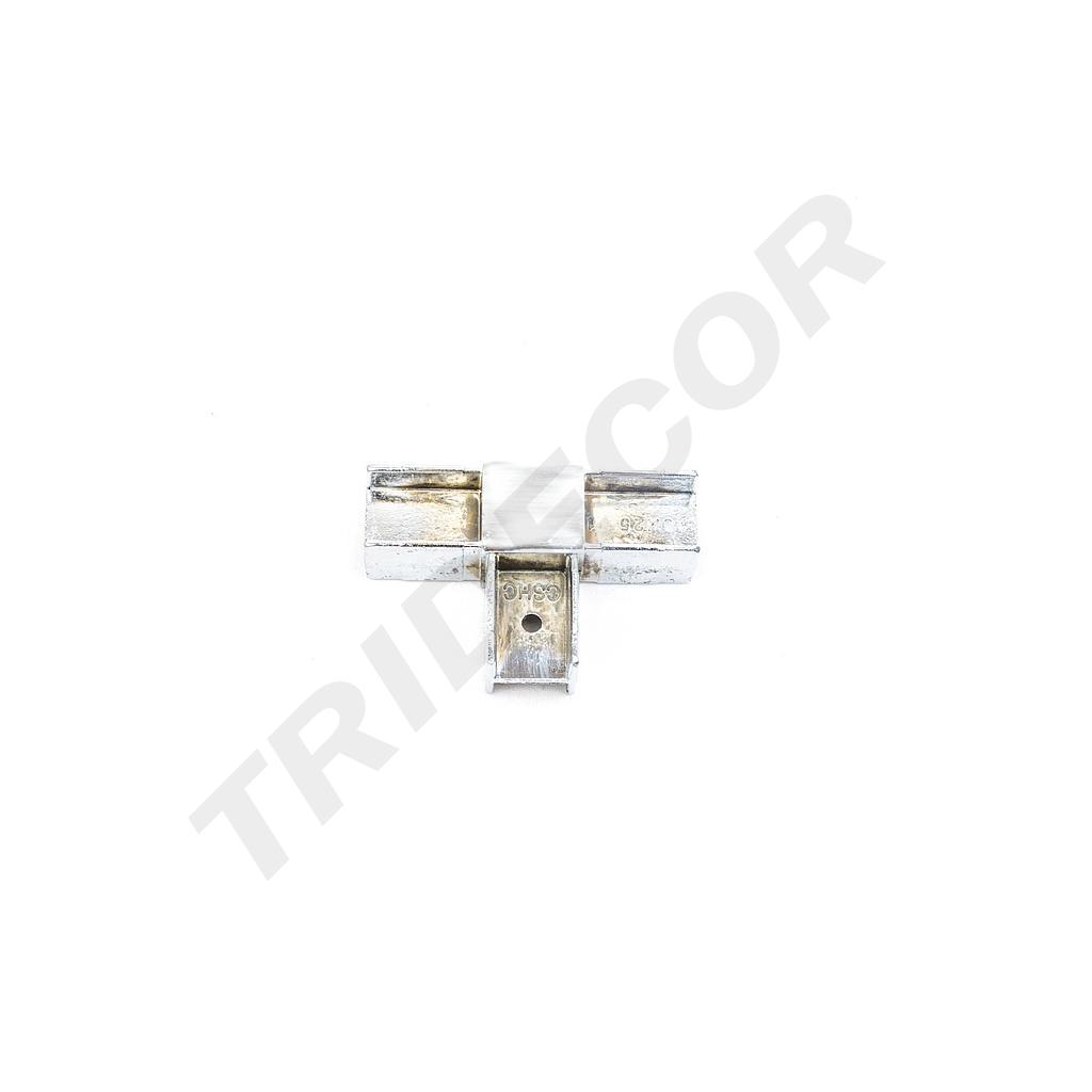 3 个方向 T 型方管电镀内插接头 Union de Tubo Cuadrado Con 3 Direccion Cromado Tubo 25X25mm 