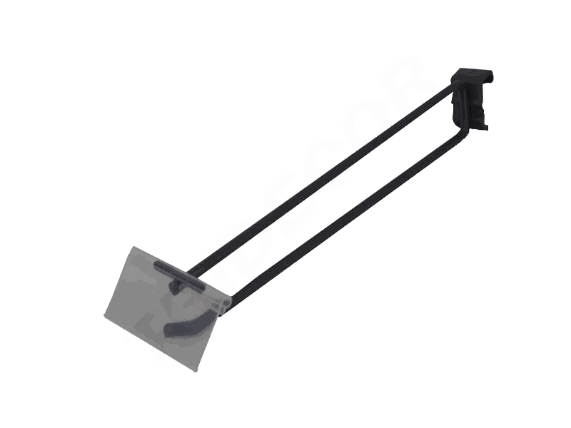 Gancho cinzento com suporte de preço para tubo retangular 35 cm 7 mm
