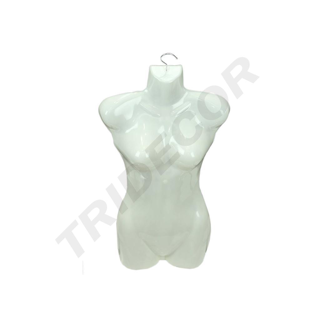 Silueta Busto De Mujer Con Percha En Plástico Blanco