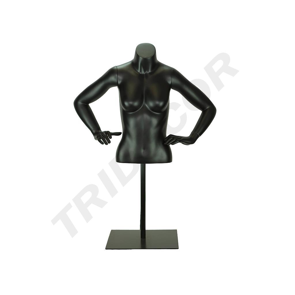 Black Fiberglass Adjustable Woman Bust