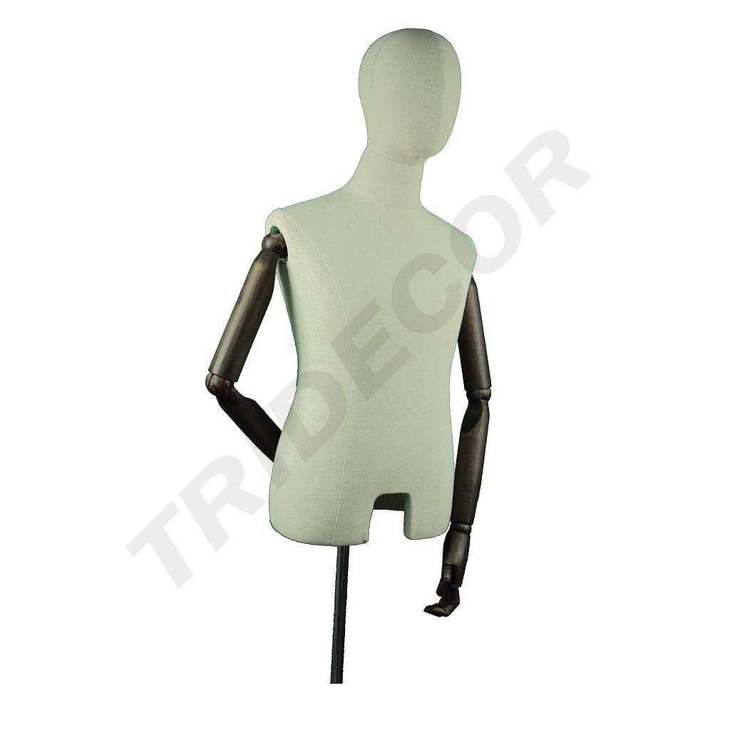 Busto de hombre con brazos articulados y pie de metal