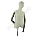 半身亚麻包布男模带手臂和金属底座 Busto de hombre con brazos articulados y pie de metal