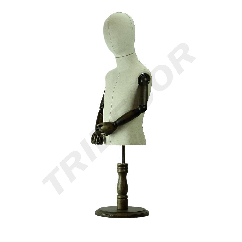 Adjustable fabric child bust with articulated head and arms