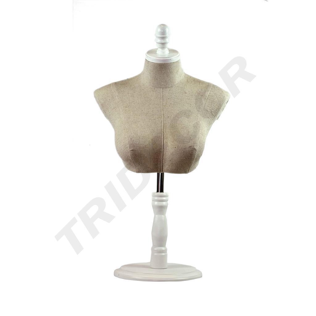 Busto De Medio Cuerpo De Una Mujer En Tela Base Blanca Ajustable