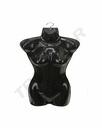 Buste de femme en plastique noir avec porte-manteau