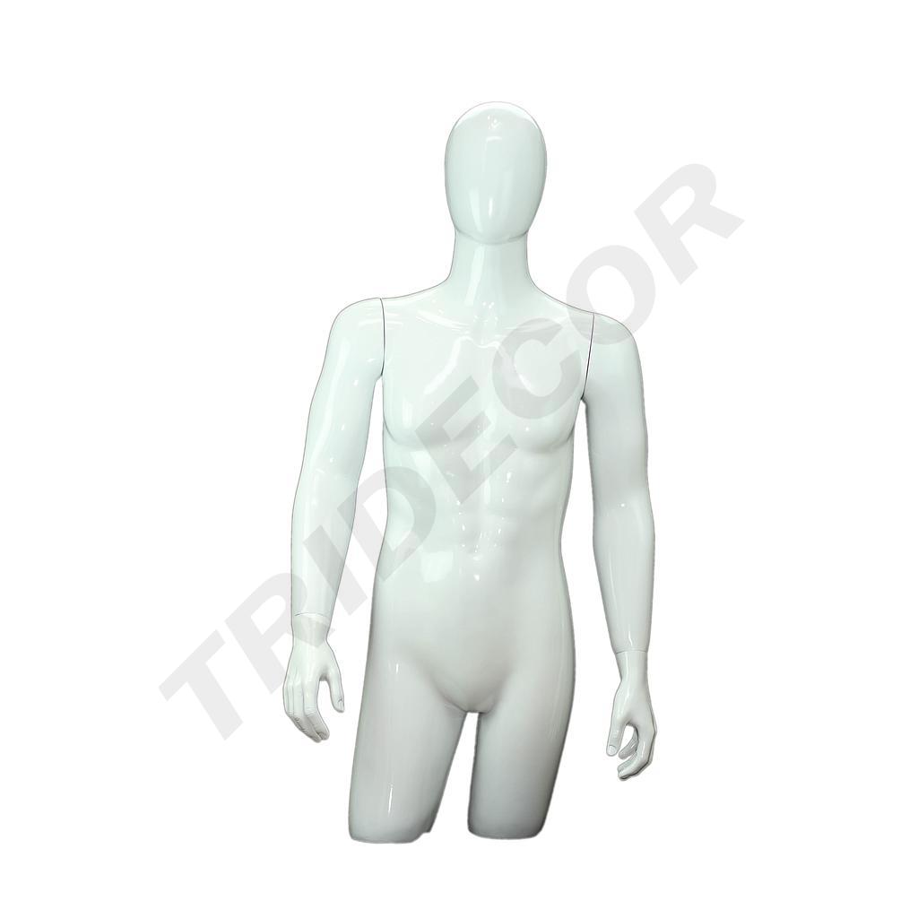 Buste masculin complet en fibre de verre laquée blanche