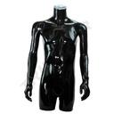 完整的男性半身像，带有手臂，黑色漆面的玻璃纤维