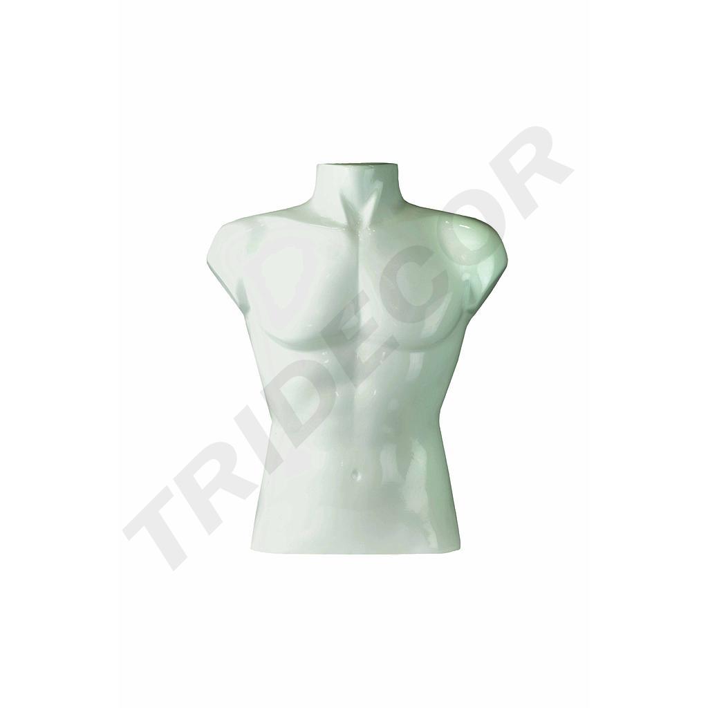 Buste de petit homme en fibre de verre blanc brillant