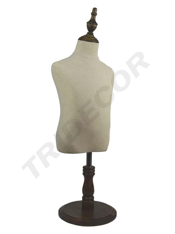 小孩包布模特无手实木底盘 Busto Niño Lino Con Pata Madera