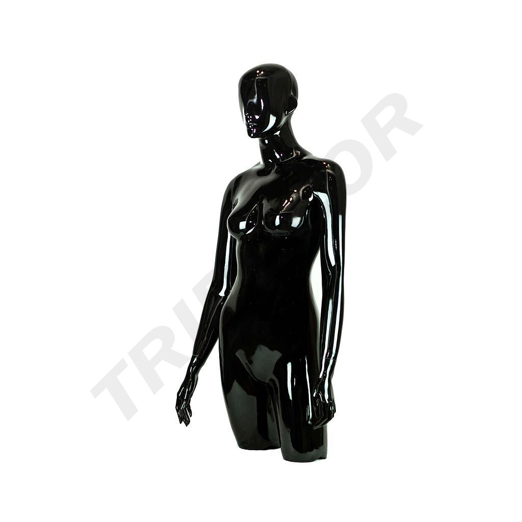 Vollbüste einer Frau in schwarz glänzendem Fiberglas