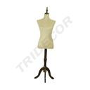 Busto De Mujer En Lino Beige Con Pie de Madera