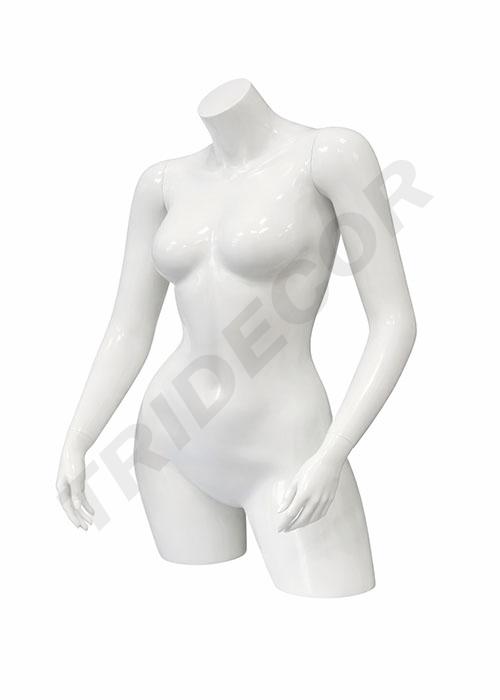 Buste de femme avec bras, blanc brillant