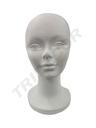 White Styrofoam Woman's Head with Features
