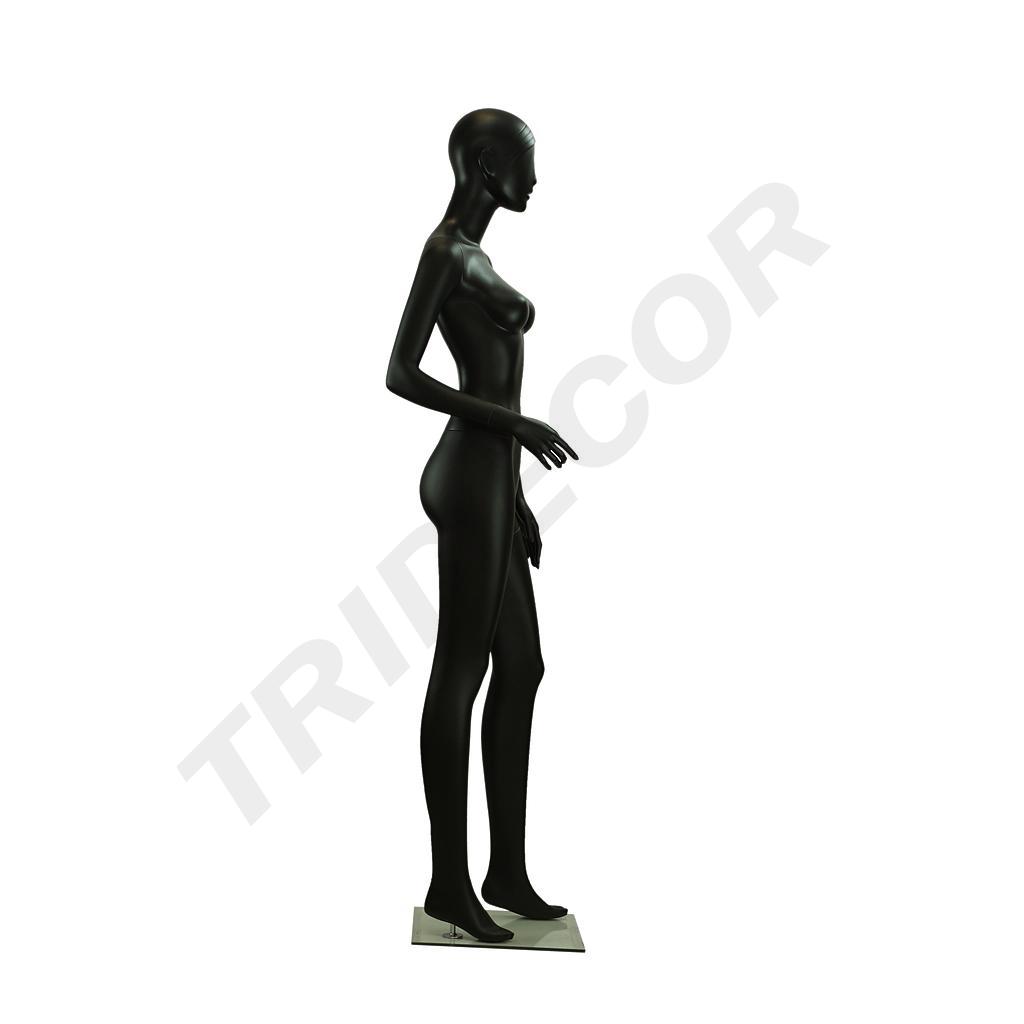 Maniquí de Mujer Fibra Vídrio Negro Mate Con Nariz