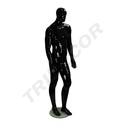 男模特 黑亮光 Maniquí de Hombre Fibra Vídrio Negro Brillo Con Facciones