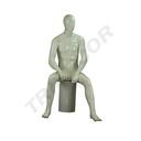 高亮光白色 男坐模 Maniqui de Hombre Fibra Vidrio Blanco Brillo Sentado