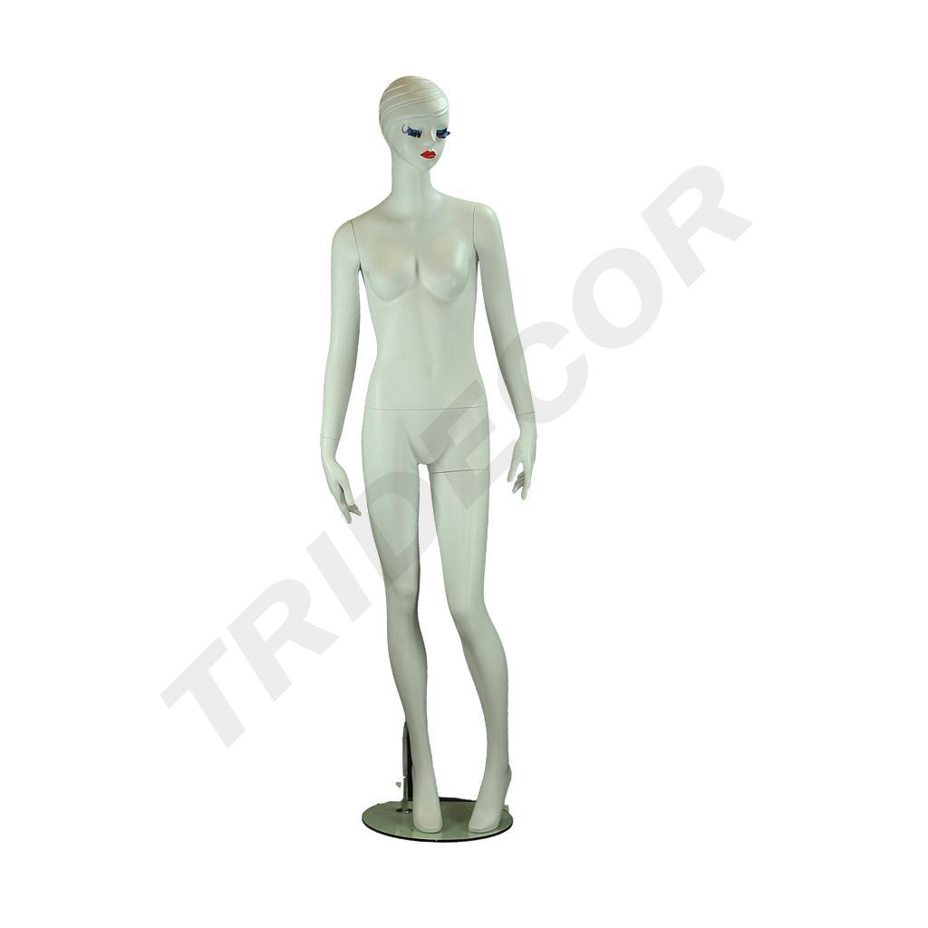 Maniquí Mujer Blanco Maquillado con Pelo Esculpido